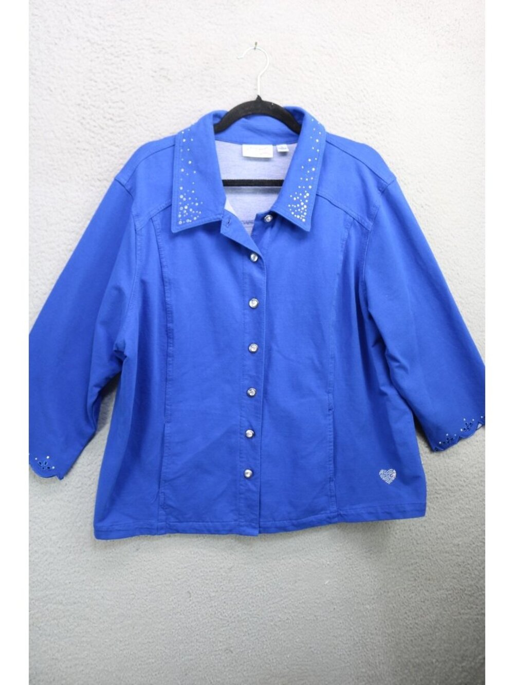 Quacker Factory-Dream Jeannes Smile n' Style Beaded Embroidered Jacket-Button-XL